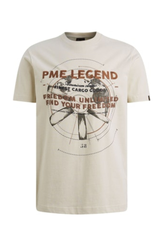 PME Legend T-shirt korte mouw Ecru dessin  PTSS2602577-7013