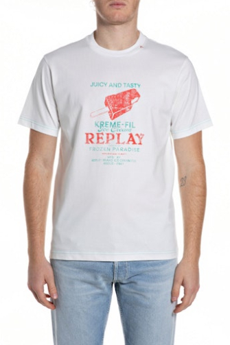 Replay T-shirt korte mouw Wit dessin  M3385.23608P-011